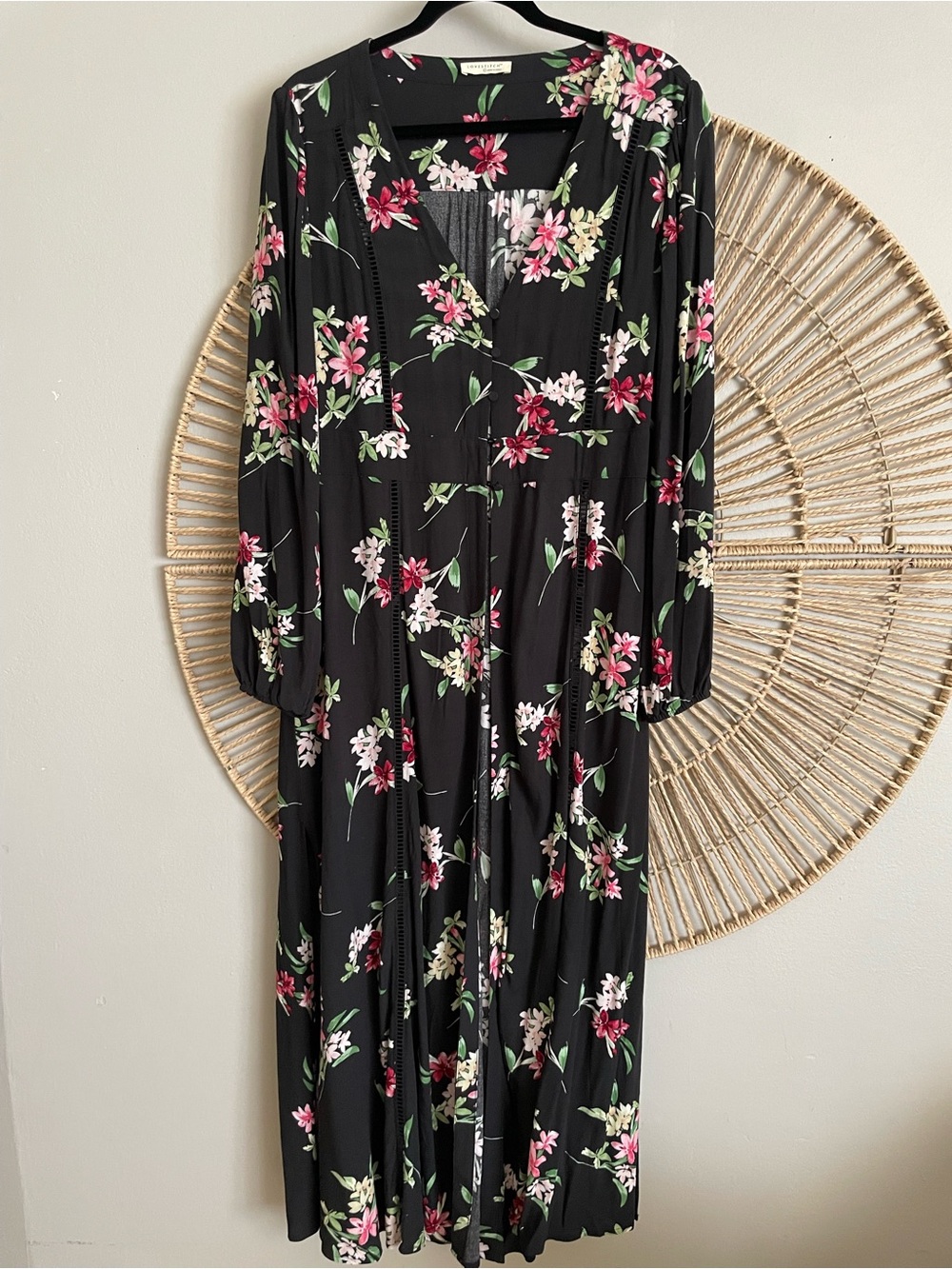 Lovestitch Floral V-Neck Maxi Duster Dress - Size L